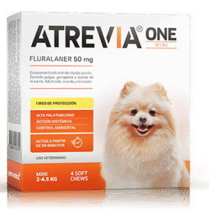 ATREVIA ONE LARGE (2 – 4.5 KG) CJ x 4 UND antiparasitario oral para perros (protección mensual)