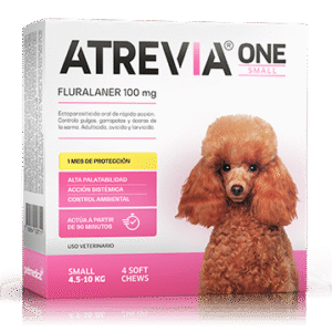 ATREVIA ONE LARGE (4.5 – 10 KG) CJ x 4 UND antiparasitario oral para perros (protección mensual)