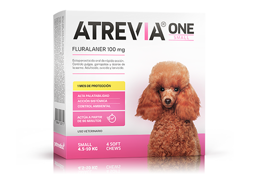 ATREVIA ONE LARGE (4.5 – 10 KG) CJ x 4 UND antiparasitario oral para perros (protección mensual)