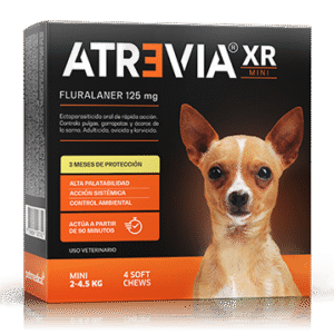 ATREVIA XR LARGE (2 – 4.5 KG) CJ x 4 UND antiparasitario oral acaricida y pulguicida para perros – protección hasta 3 meses (Fluralaner)