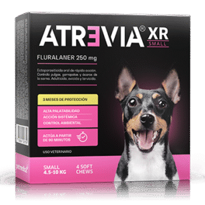 ATREVIA XR LARGE (4.5 – 10 KG) CJ x 4 UND antiparasitario oral acaricida y pulguicida para perros – protección hasta 3 meses (Fluralaner)