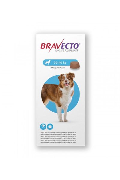 BRAVECTO 1000 MG (20 - 40 KG) x 1 UND – 3 meses antipulgas