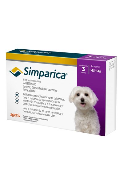 SIMPARICA 10 MG (2.5 - 5 KG) x 3 UND