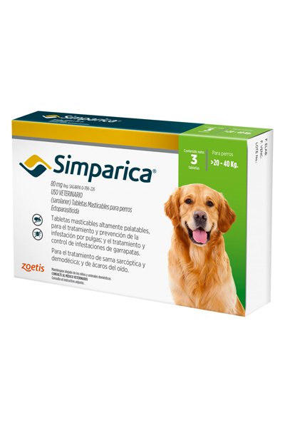 SIMPARICA 80 MG (20.1 - 40 KG) x 3 UND
