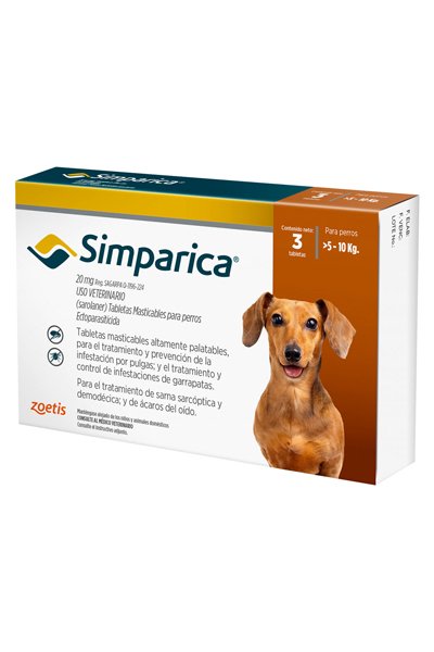 SIMPARICA 20 MG (5.1 - 10 KG) x 3 UND