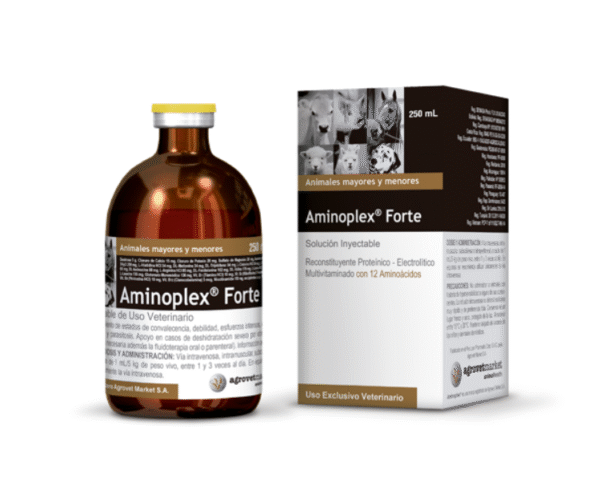 Diseño sin título (9) Aminoplex Forte solución inyectable de aminoácidos y vitaminas veterinario x 250 ML