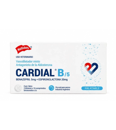 CARDIAL B/5 – Benazepril 5 mg + Espironolactona 20 mg para Perros