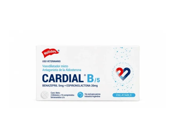 CARDIAL B/5 – Benazepril 5 mg + Espironolactona 20 mg para Perros